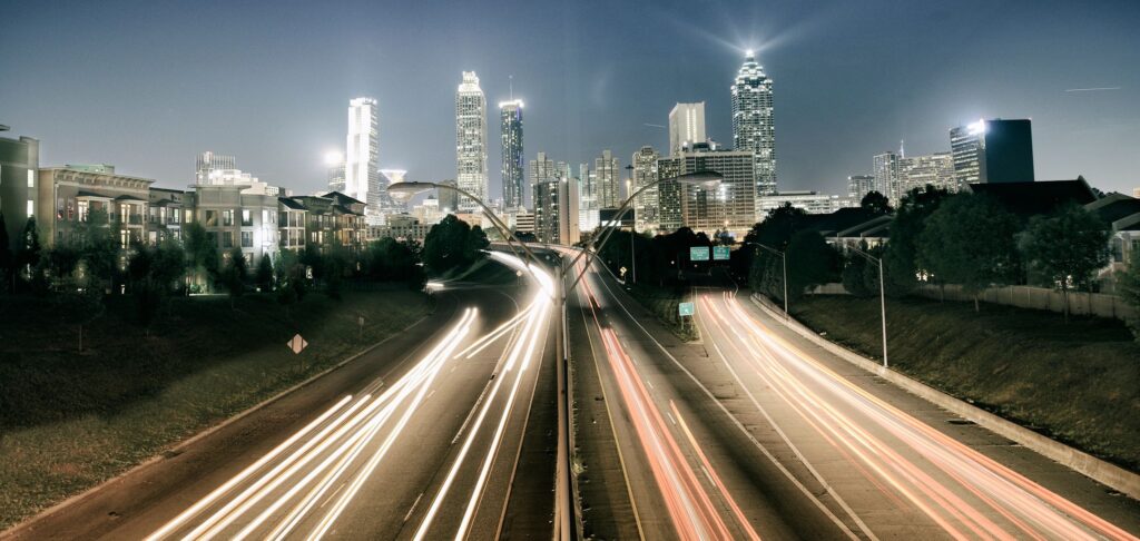 Downtown Atlanta in the night.